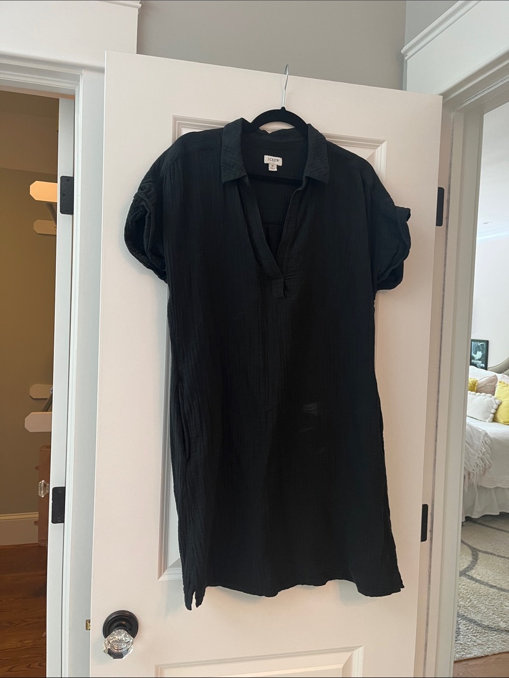 J. Crew Black Short-Sleeve Shirt Dress